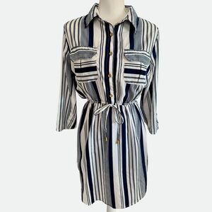 Striped Button-Up Shirt Dress Women’s Size Large